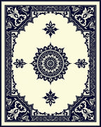 Elaborate Indigo Floral Medallion Rug