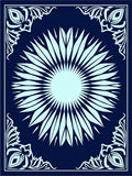 Navy Blue Sunburst Floral Frame Rug
