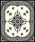 Black Floral Mandala Pattern Square Rug