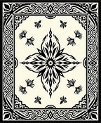 Black Floral Mandala Pattern Square Rug