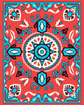Bold Coral Aqua Medallion Pattern Design Rug
