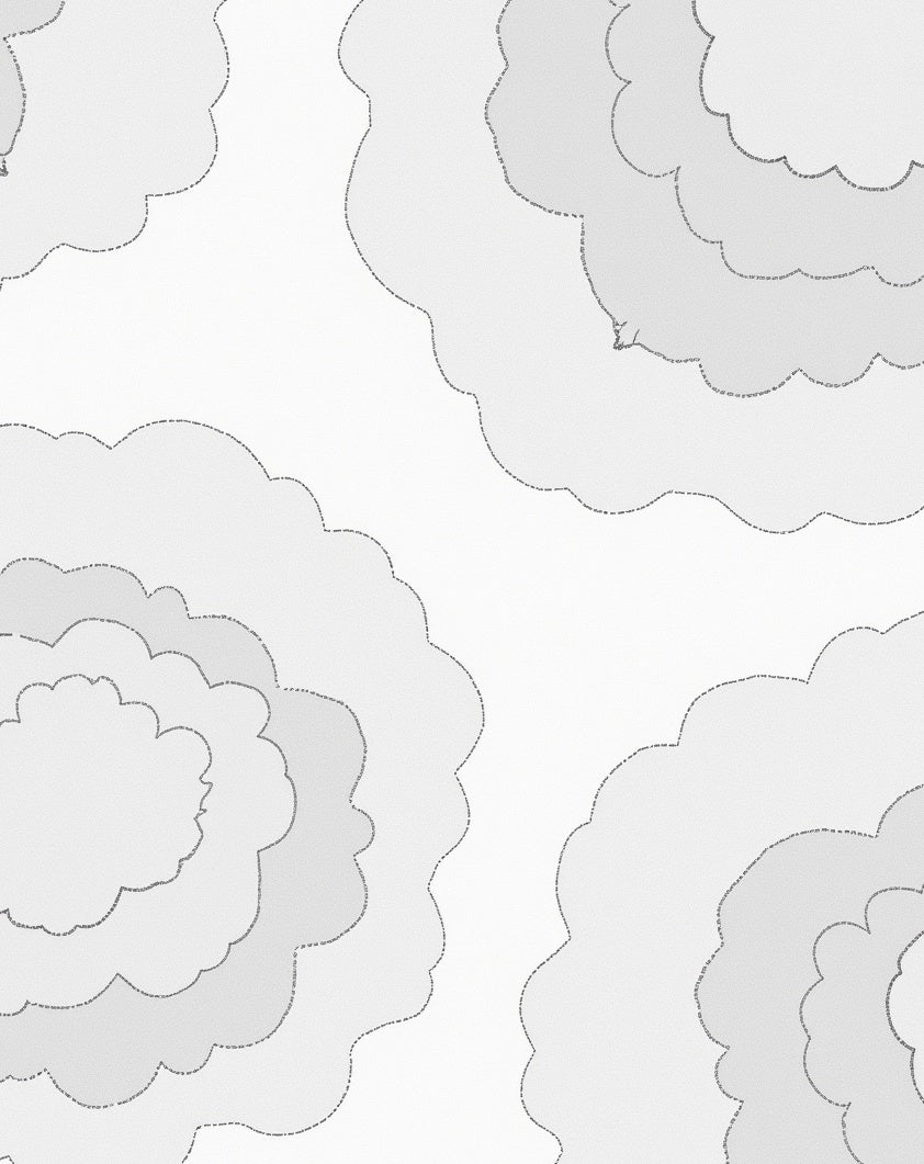 Light Gray Cloud Petal Bloom Rug