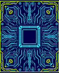 Circuit Board Blue Yellow Design Rug