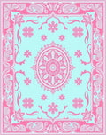 Pink Floral Mandala Outline Rug