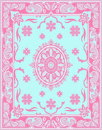 Pink Floral Mandala Outline Rug