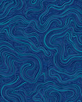 Deep Blue Swirling Wave Pattern Rug