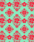Red Floral Damask Pattern Rug