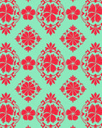 Red Floral Damask Pattern Rug