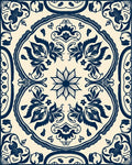 Navy Floral Inlay Mandala Pattern Rug