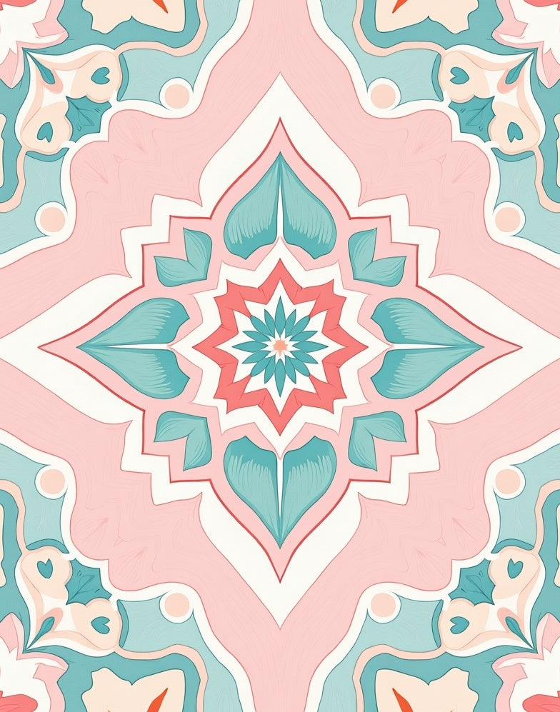 Pastel Floral Medallion Pattern Rug