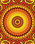 Radiant Orange Yellow Mandala Pattern Rug