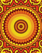 Radiant Orange Yellow Mandala Pattern Rug