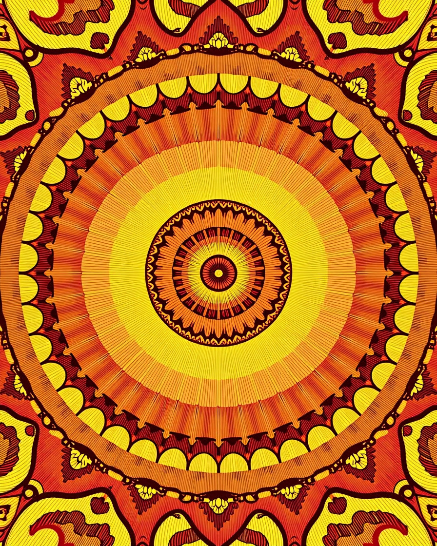 Radiant Orange Yellow Mandala Pattern Rug