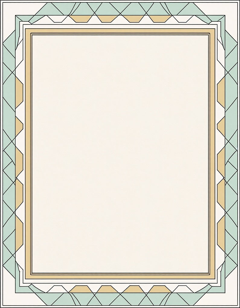 Geometric Mint Gold Contemporary Border Rug