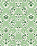 Emerald Green Floral Damask Design Rug