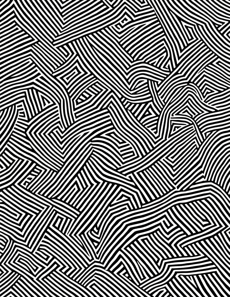 Abstract Black White Striped Geometric Pattern Rug