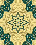 Yellow Teal Abstract Starburst Pattern Rug