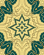 Yellow Teal Abstract Starburst Pattern Rug