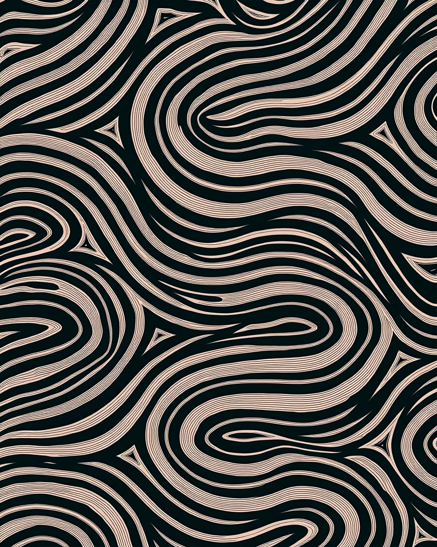 Dark Flowing Abstract Lines Design Rug