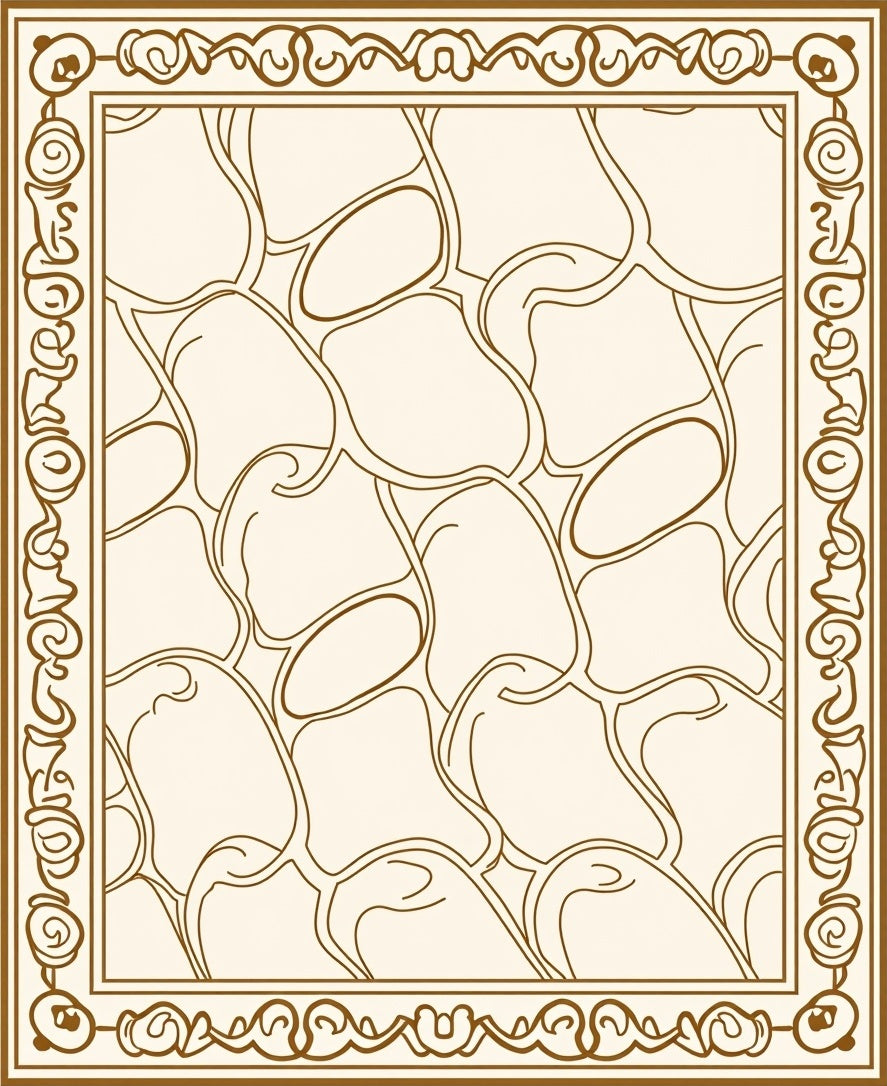 Stylized Organic Patterned Bordered Rug