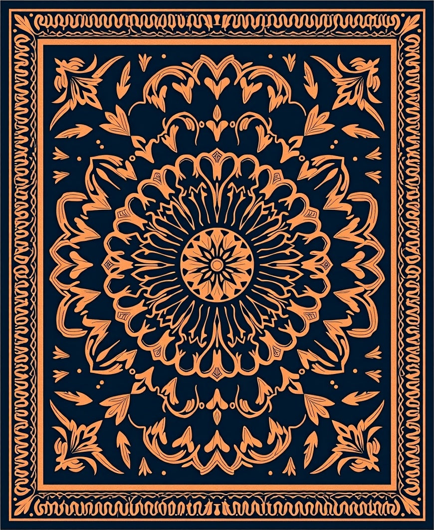 Ornate Floral Mandala Pattern Rug