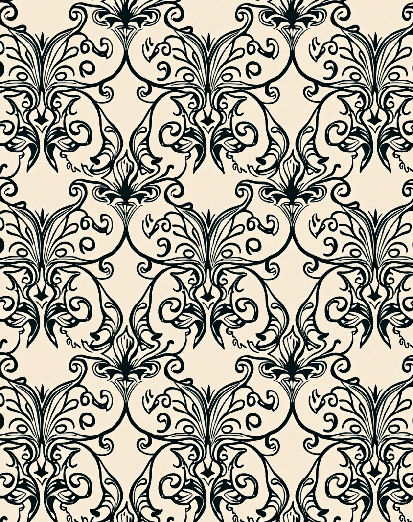 Classic Swirl Damask Pattern Rug