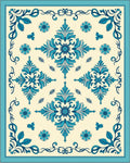 Teal Floral Medallion Symmetry Design Rug