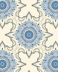 Blue Floral Medallion Patterned Rug