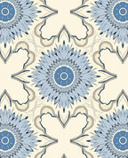 Blue Floral Medallion Patterned Rug