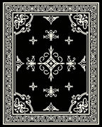 Black White Intricate Floral Medallion Rug