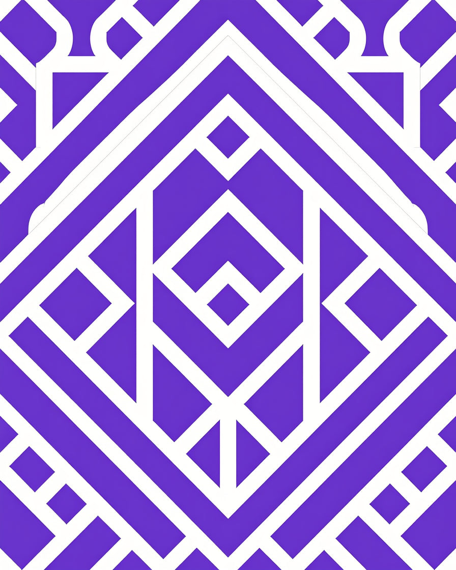 Geometric Purple White Linear Pattern Rug