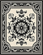 Ornate Black Ivory Symmetry Mandala Rug