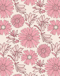 Pink Floral Outline Pattern Rug