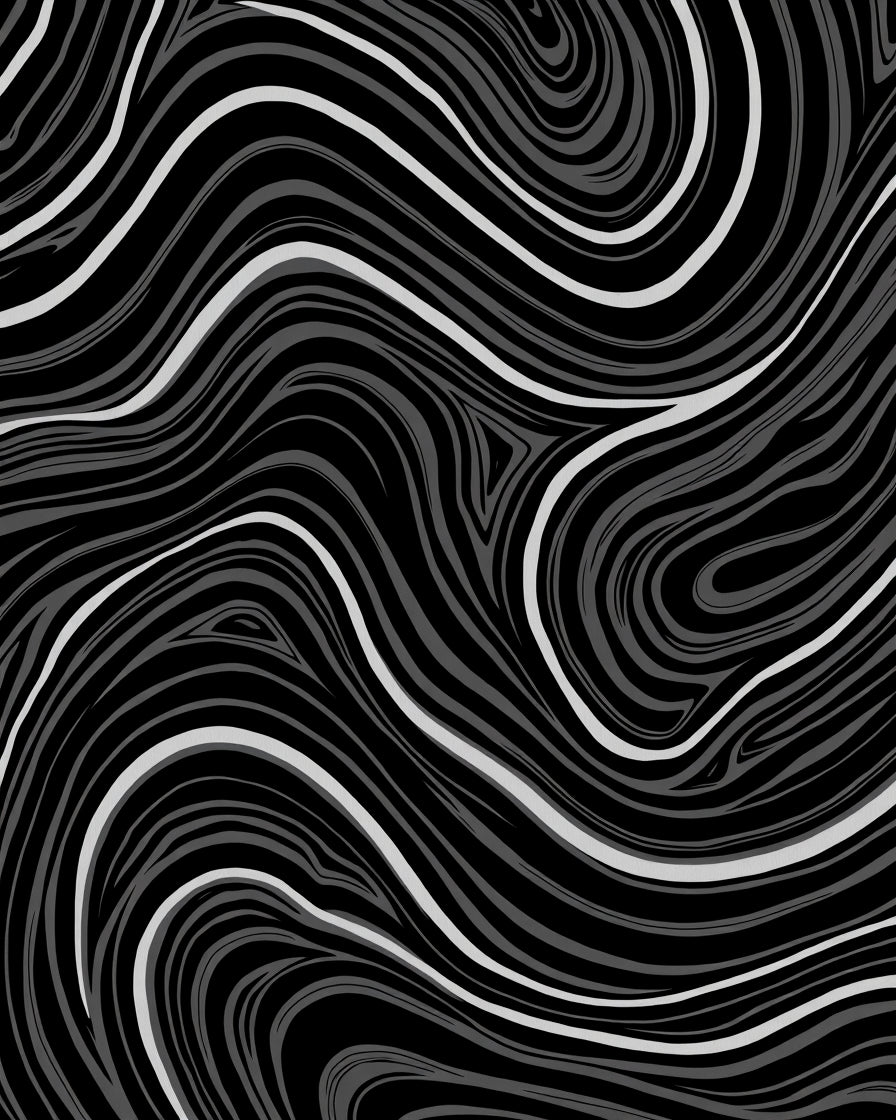 Chic Black And White Swirl Pattern Rug