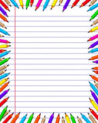 Frame of Colorful Pencils Border Rug