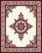 Maroon Floral Medallion Patterned Rug