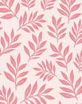 Pink Leaf Patterned Contemporary Rug