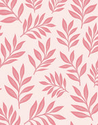 Pink Leaf Patterned Contemporary Rug
