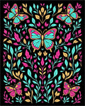 Colorful Butterfly Floral Garden Design Rug