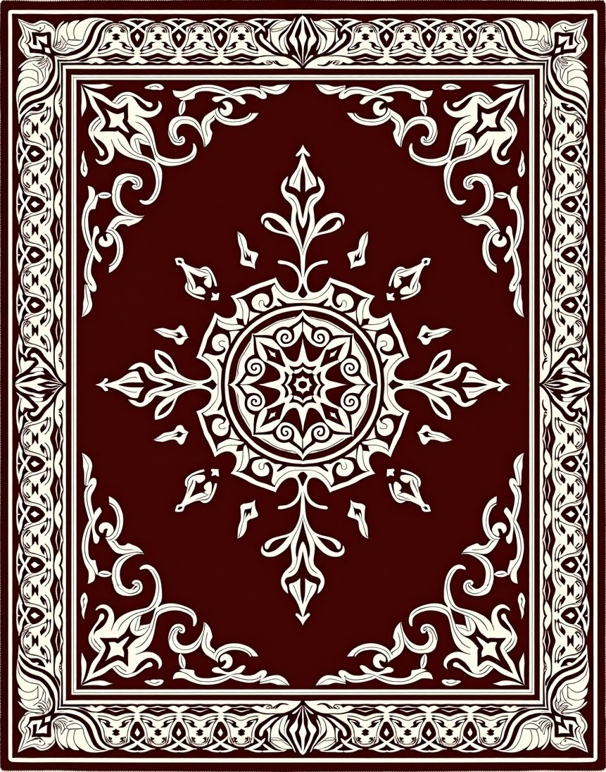 Exotic White Floral Mandala Pattern Rug