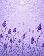 Purple Lavender Field Scrollwork Accent Rug