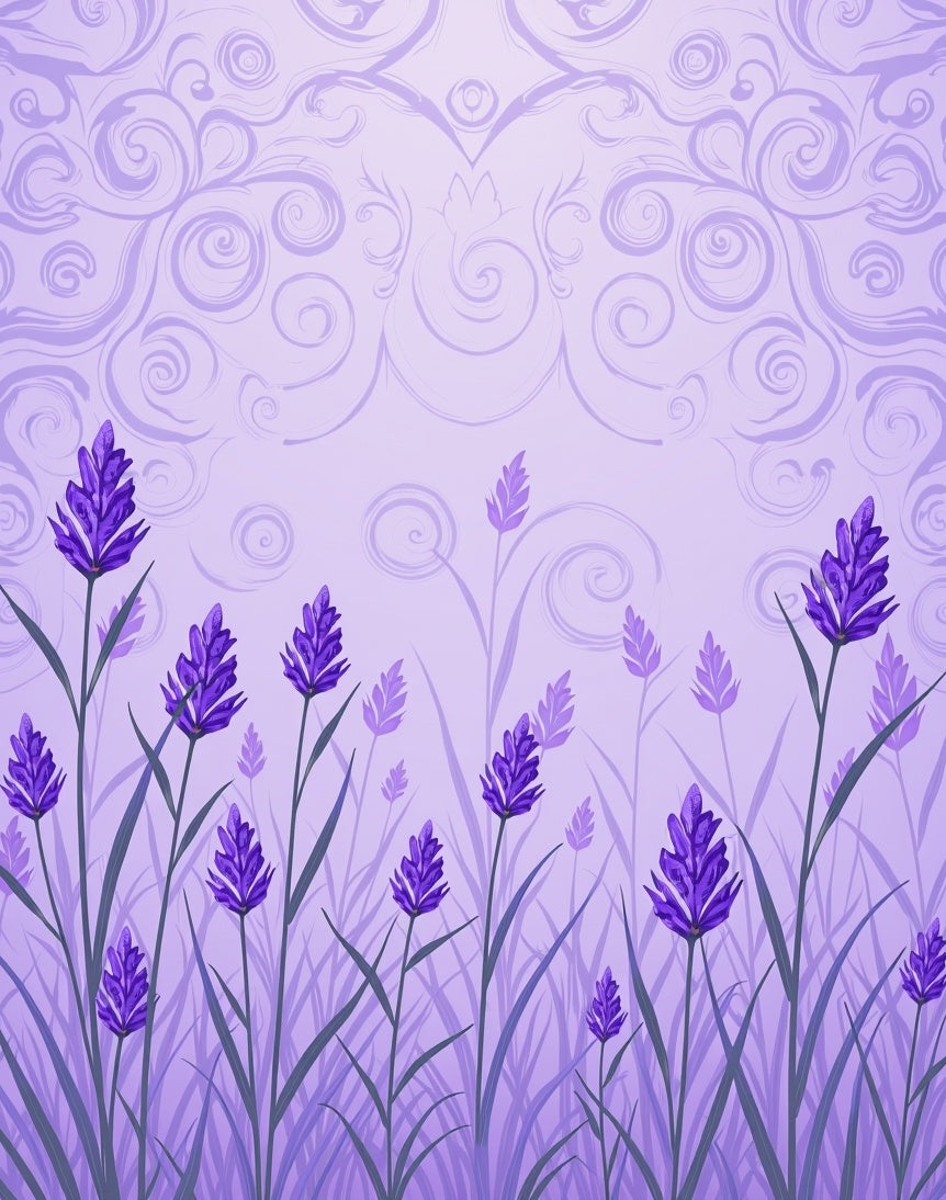 Purple Lavender Field Scrollwork Accent Rug