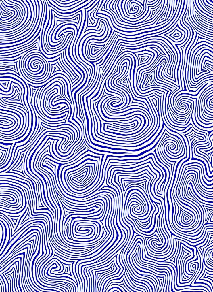 Abstract Blue Swirl Contour Pattern Rug