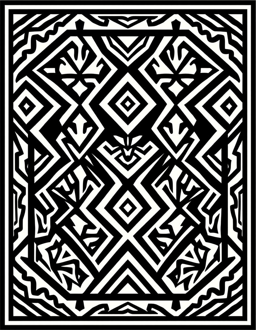 Bold Geometric Aztec Inspired Design Rug