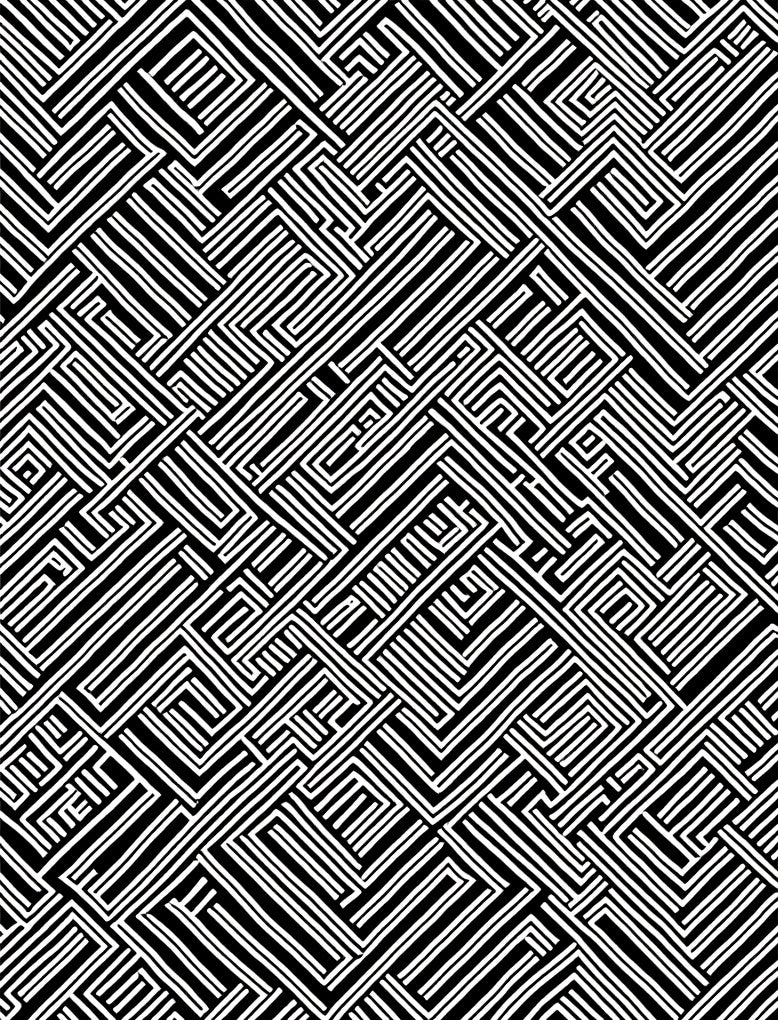 Abstract Maze Line Pattern Design Rug
