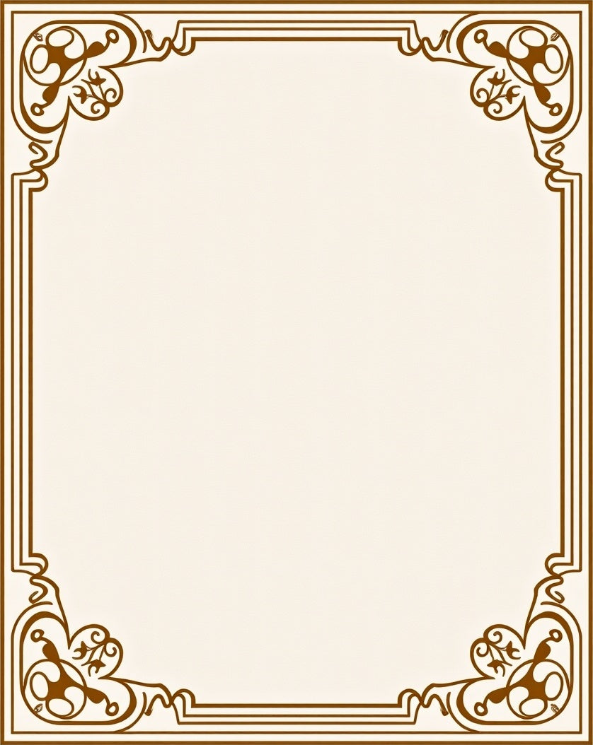 Elegant Brown Scrollwork Border Rug