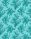 Aqua Floral Line Art Pattern Rug