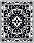 Elegant Black and White Floral Mandala Rug