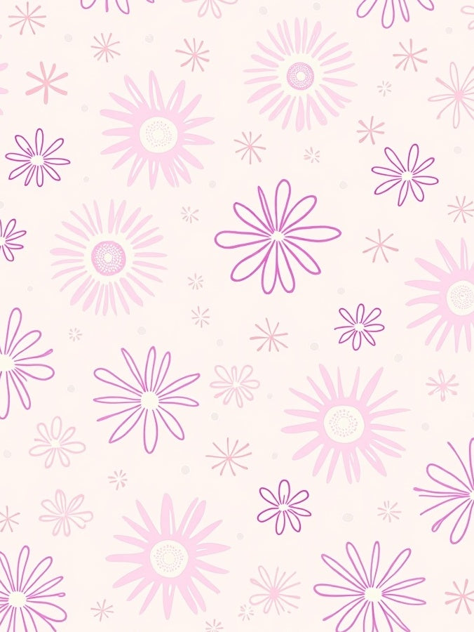 Whimsical Pink Flower Pattern Design Rug