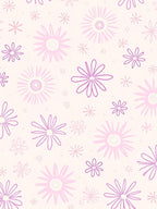 Whimsical Pink Flower Pattern Design Rug